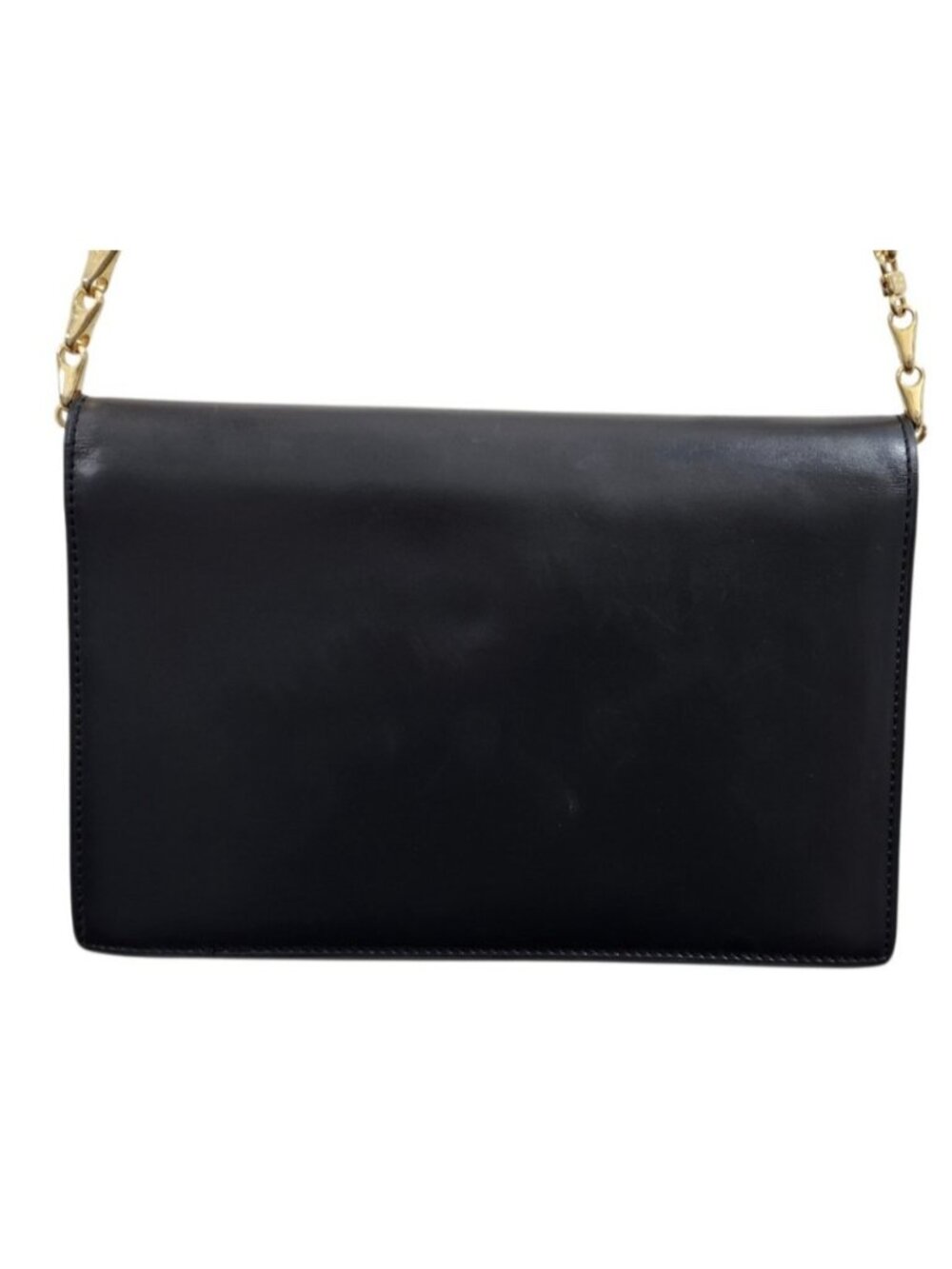 Vintage Celine Paris Black Leather Chain Shoulder Bag France Gold Hardware Rare - Picture 8 of 16